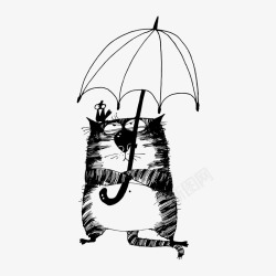 打伞的小猫素材