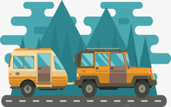 森林和汽车运输矢量图素材