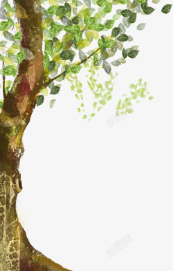 绿色创意大树插画素材