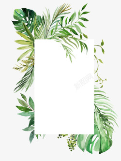 小清新蓝色花框手绘清新植物花卉花框高清图片