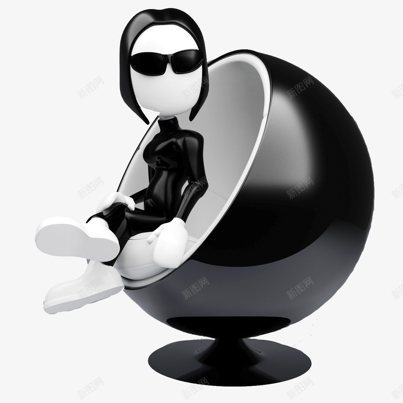 时尚椅子png免抠素材_88icon https://88icon.com 3D商业人物素材 商务主题 商务合作 商务科技 坐位 坐席 座位 炫酷小人 黑色3D小人