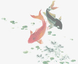 水墨画中国风鲤鱼毛笔字素材