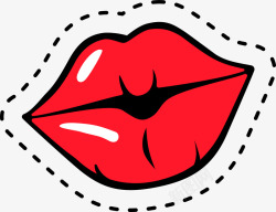 性感的嘴唇卡通大红色性感嘴唇矢量图高清图片