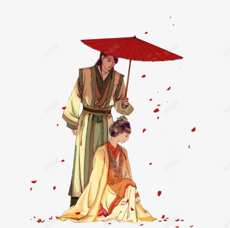 打伞情侣png免抠素材_88icon https://88icon.com 古代 古装 古风衣服 手绘 拿着伞 插画 撑着雨伞的 爱情