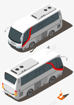 公交车元素扁平素材