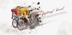 骑自行车的人骑自行车手绘创意运动插画p高清图片