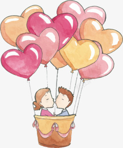 多彩热气球情人节多彩爱心热气球高清图片