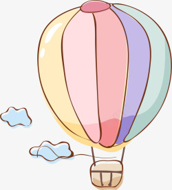 白云飞翔卡通热气球高清图片