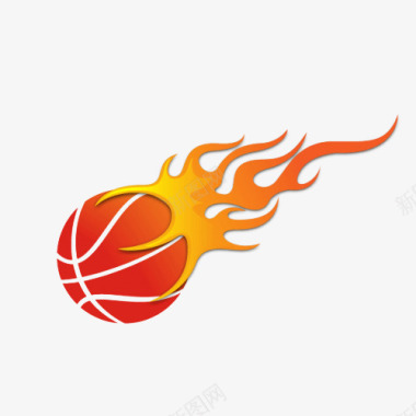 彩色火焰插画卡通橙色篮球火球插画图标图标
