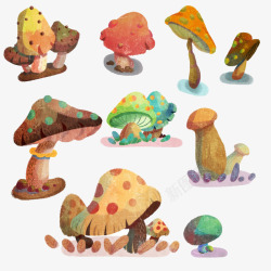 蘑菇插画蘑菇森林高清图片