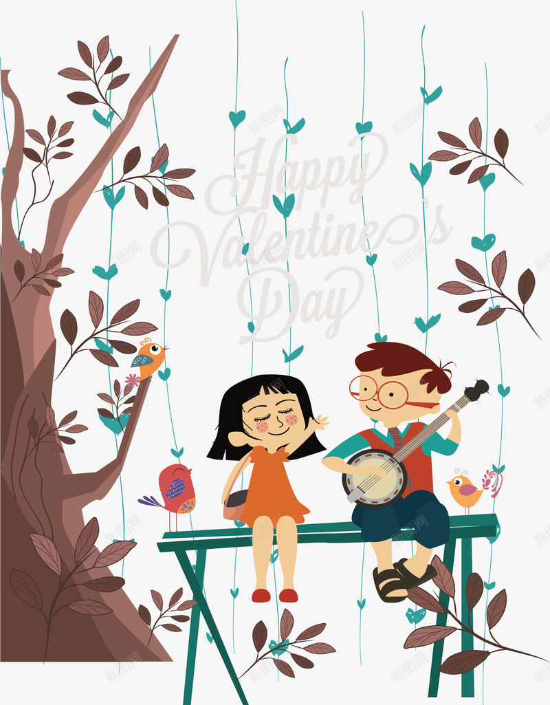 跟你一起度过情人节png免抠素材_88icon https://88icon.com 两小无猜 为你弹琴 度过情人节 情人节 浪漫爱情 矢量png