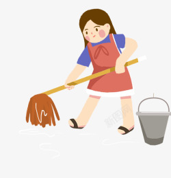 小女孩拖地五一劳动节劳动者打扫卫生的小女高清图片