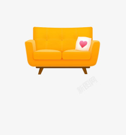 家居插画黄色爱心沙发高清图片