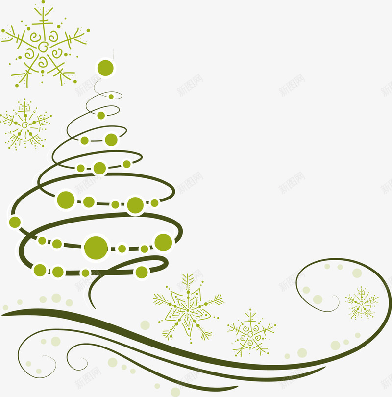 绿色线条圣诞树png免抠素材_88icon https://88icon.com 冬天雪花 冬季 圣诞快乐 圣诞节 绿色树木 装饰图案