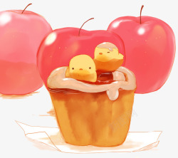 苹果蛋糕小鸡素材