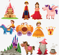 公主和王子城堡动画动漫动物公主矢量图高清图片