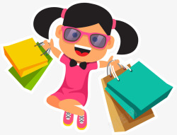 卡通微笑购物女孩素材