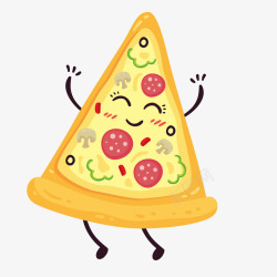 免抠披萨插画黄色圆角披萨美食元素矢量图高清图片