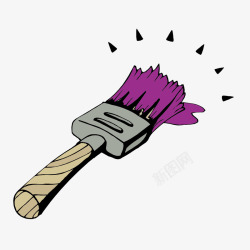 卡通紫色油漆刷素材