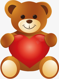 泰迪熊抱爱心形素材