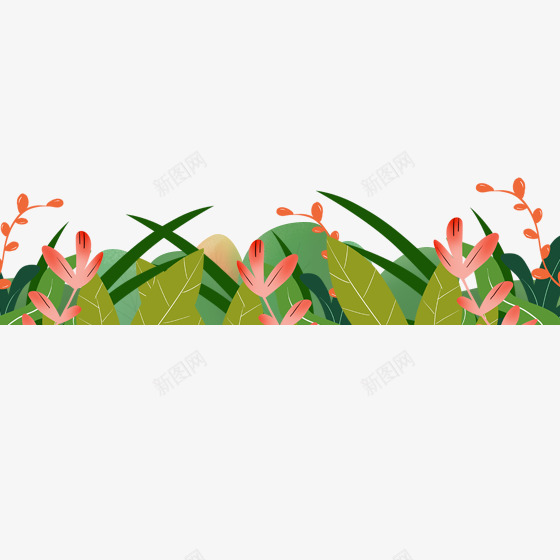 绿色植物开花卡通插画png免抠素材_88icon https://88icon.com 卡通插画 扁平化 植物 红色 纹理 绿色 自然 花朵