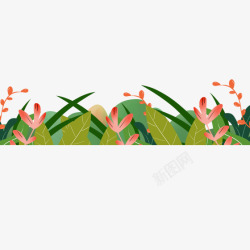 绿色植物开花卡通插画素材