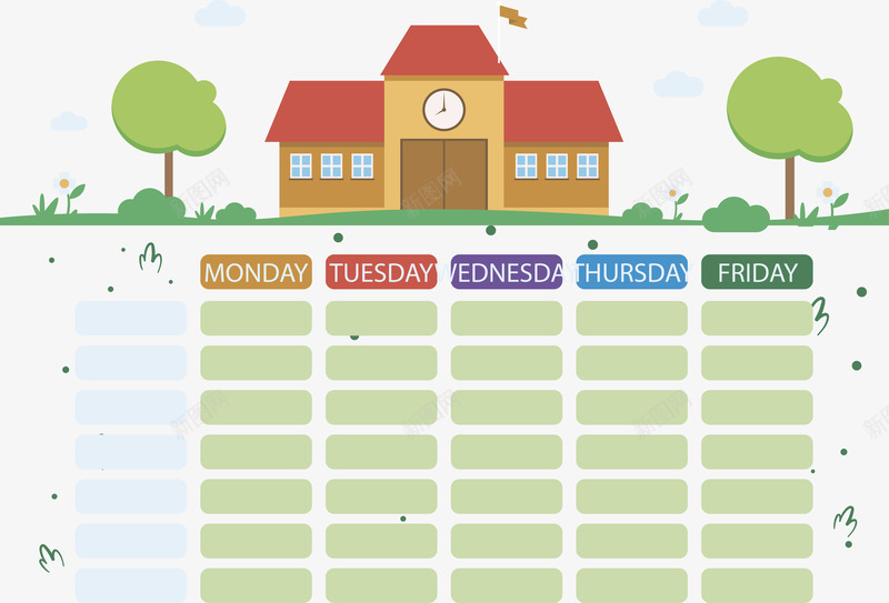 学校大楼课程表png免抠素材_88icon https://88icon.com 学校大楼 手绘课表 教学楼 矢量png 课程表