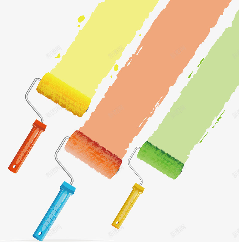 三个颜色的油漆和滚刷矢量图eps免抠素材_88icon https://88icon.com 三个颜色 刷子 刷子png 刷子矢量图 滚刷 矢量图