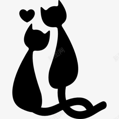 浪漫的情人节贺卡猫夫妇在爱图标图标