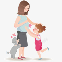插画妈妈怀孕妈妈和女儿亲子插画矢量图高清图片