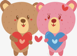 可爱情侣小熊玩偶矢量图素材