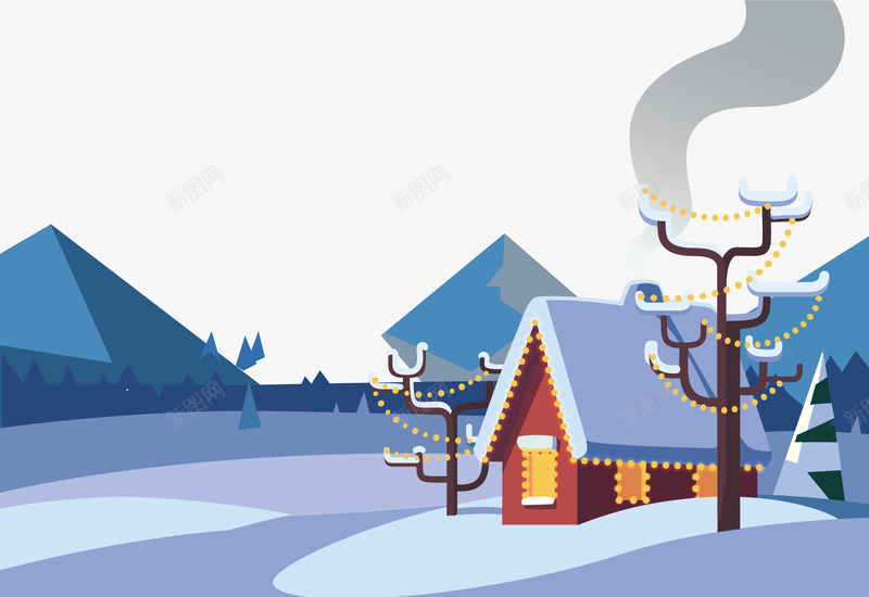 手绘冬天景色装饰图案矢量图ai免抠素材_88icon https://88icon.com 下雪 冬天 卡通手绘 圣诞节装饰 景色 装饰图案 矢量图