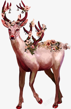 鹿和花素材