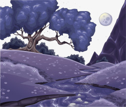 手绘紫色森林矢量图素材