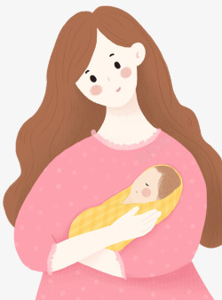 妈妈抱孩手绘人物插图母亲节亲子插画高清图片