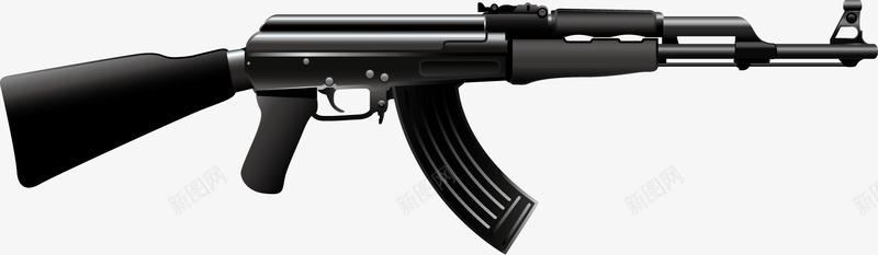 黑色AK47png免抠素材_88icon https://88icon.com 武器 武器库 科技 黑色