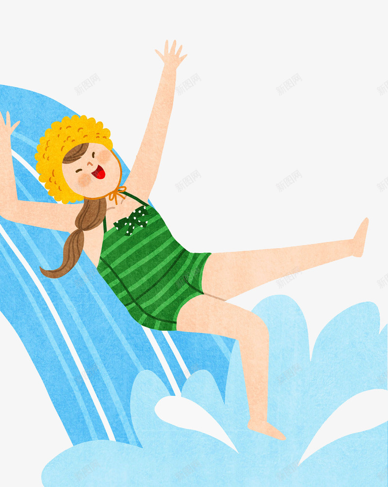 彩色扁平化划水卡通插画png免抠素材_88icon https://88icon.com 卡通 娱乐 彩色 扁平化 插画 水上 玩耍 运动