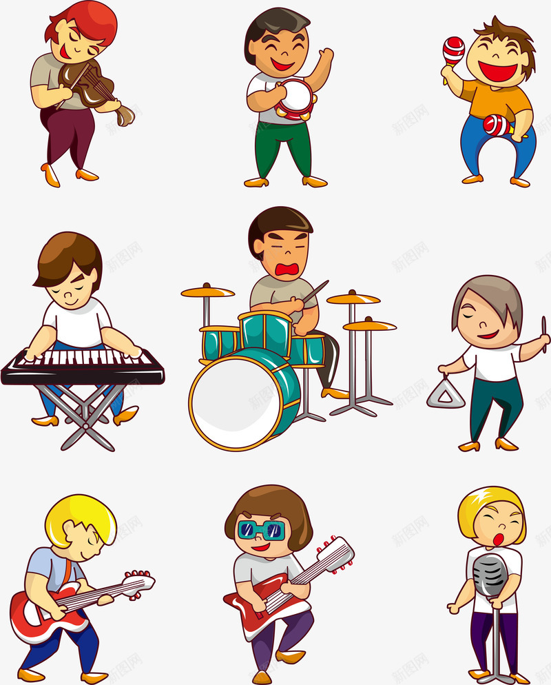 卡通演奏乐器人物png免抠素材_88icon https://88icon.com EPS 儿童插画 卡通 可爱儿童 女孩 孩子 小提琴 架子鼓 演奏 漫画 电子琴 男孩 矢量图库儿童幼儿矢量人物矢量素材 矢量素材 麦克风