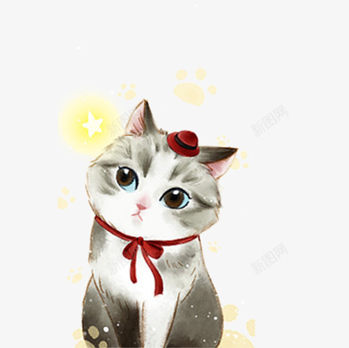 手绘可爱的猫咪和脚印png免抠素材_88icon https://88icon.com 动物脚印 卡通猫咪 宠物 广告设计 手绘 插画 猫咪脚印