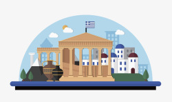 卡通旅游景点希腊神庙建筑物高清图片