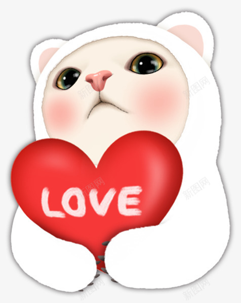 抱心的小猫png免抠素材_88icon https://88icon.com 动物 小猫 矢量装饰 红色的心 装饰