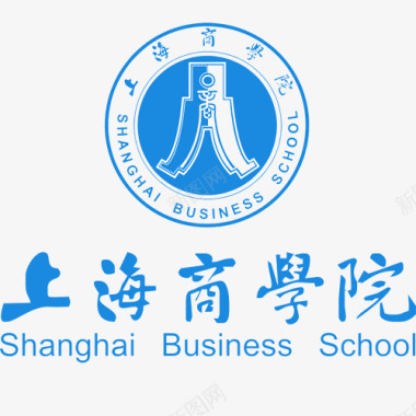 浅蓝色简约装饰上海商学院logo图标图标