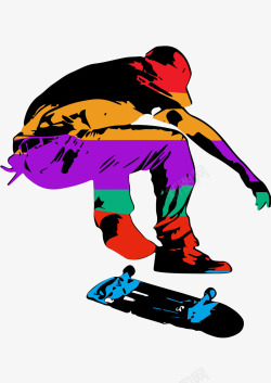 卡通滑板夫妇运动玩滑板高清图片