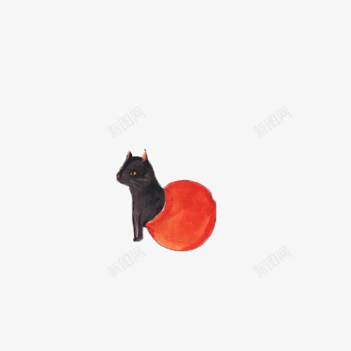 手绘黑色小猫食物png免抠素材_88icon https://88icon.com 食物 黑色