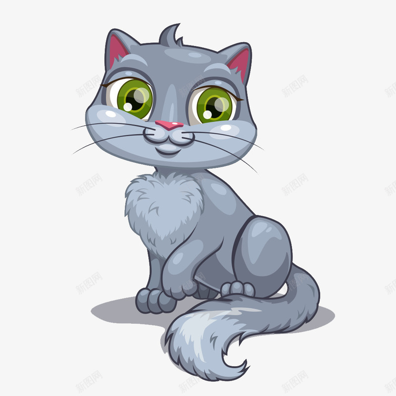 卡通猫咪png免抠素材_88icon https://88icon.com 卡通动物 小猫 灰色 猫 猫咪