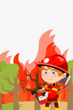 森林灭火彩色创意森林大火元素高清图片