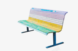 手绘彩色金属支架靠背长椅素材