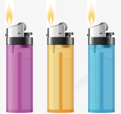 彩色的打火机三个不同颜色的打火机矢量图高清图片
