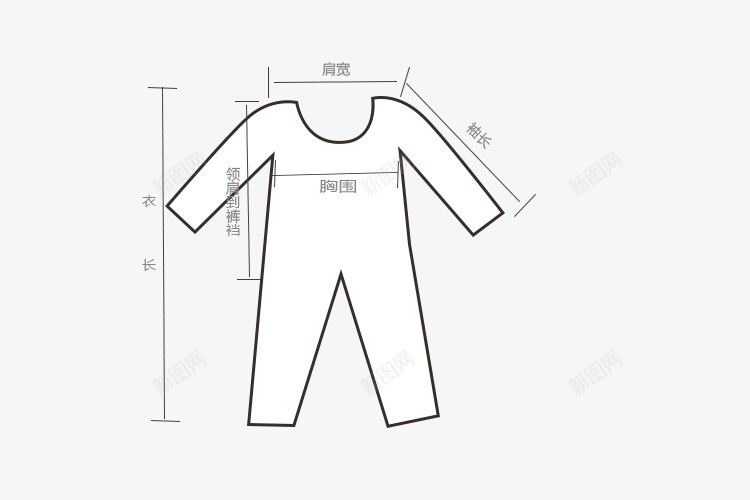 连体服装测量图png免抠素材_88icon https://88icon.com 尺寸测量 服装尺寸 淘宝