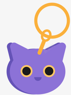 紫色小猫样式卡通钥匙扣素材